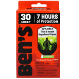 Ben's 30 DEET toallitas, unidades individuales, conveniencia para viaje