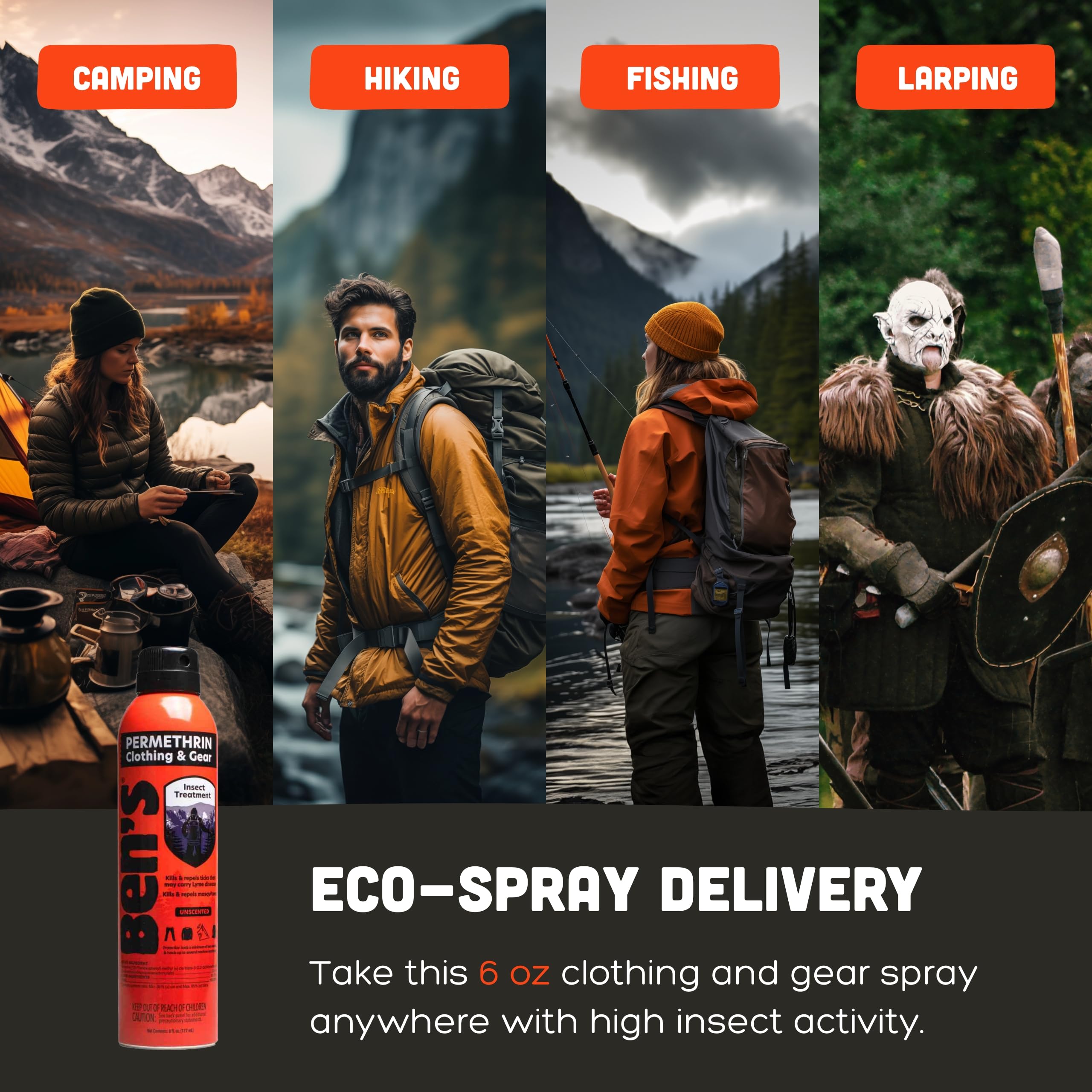 Ideal para senderismo y camping en áreas con insectos.