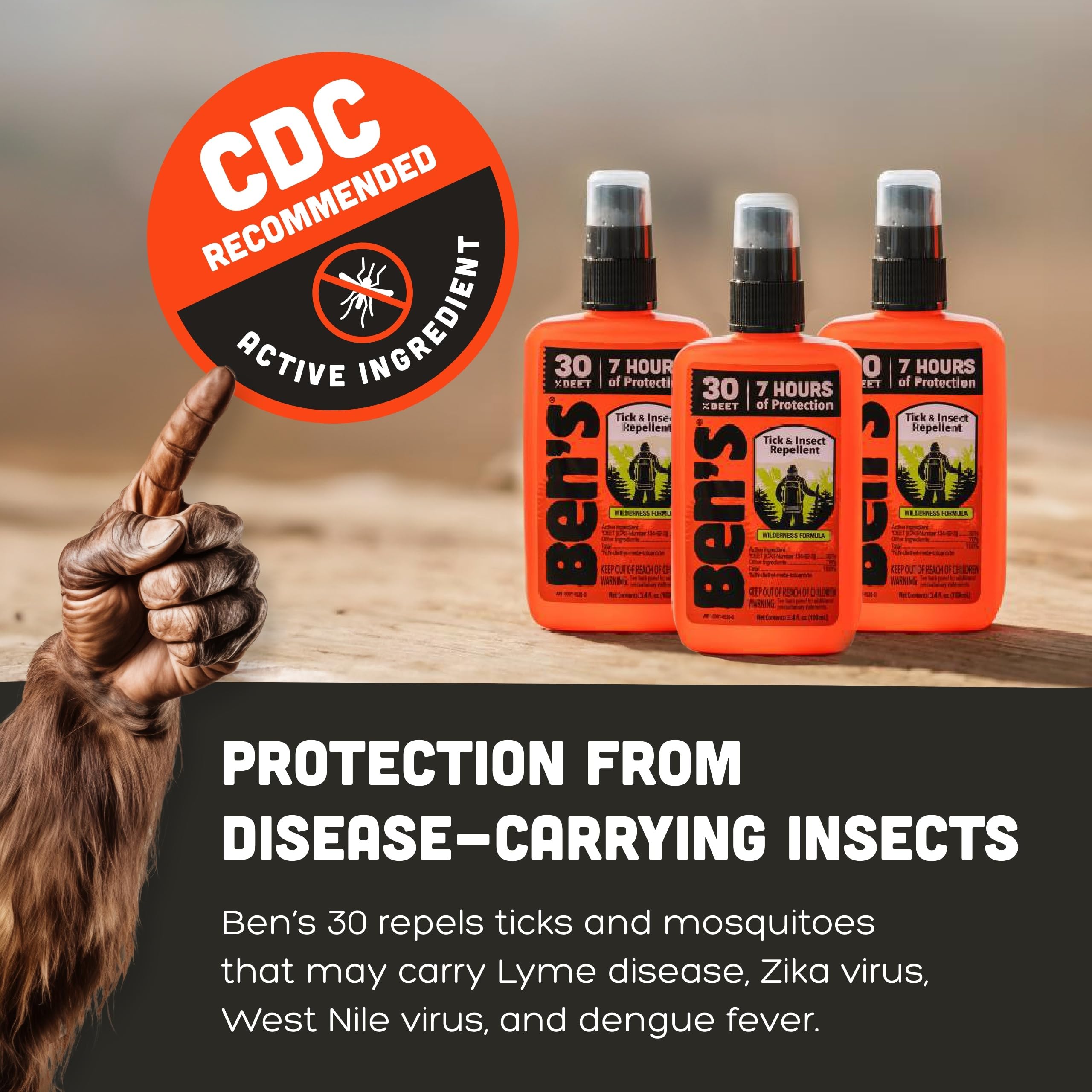 Ben's Tick & Insect Repellent, fórmula a base de agua para piel suave.