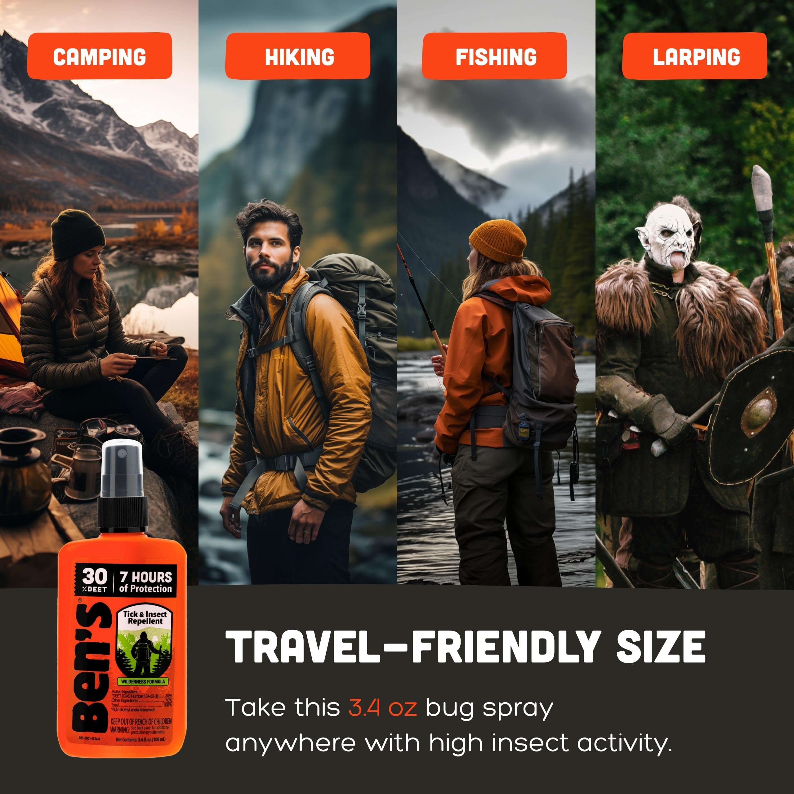 Ben's Tick & Insect Repellent, sin fragancia para uso diario al aire libre.