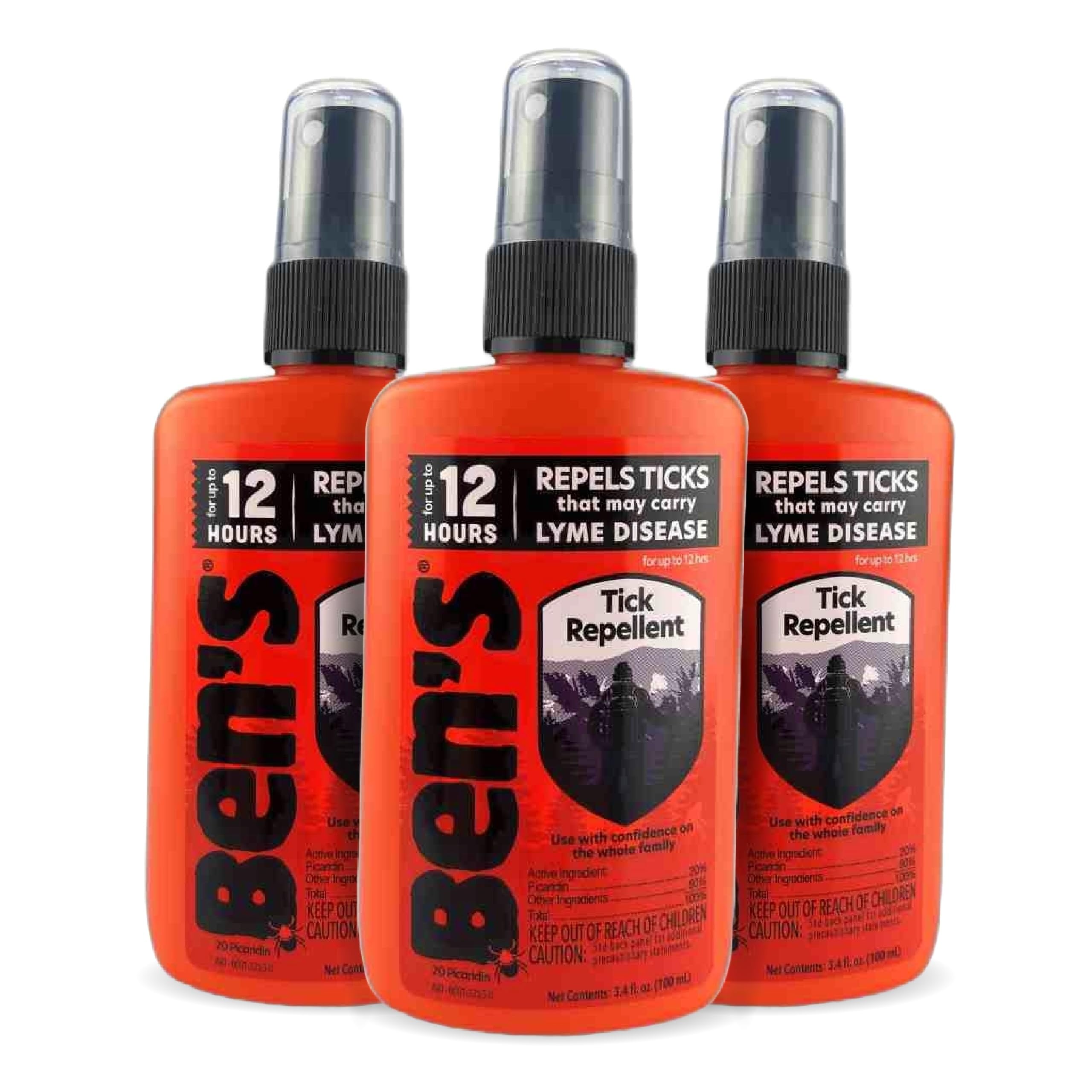 Ben's Tick Repellent: botella-pompa para protección duradera durante caminatas al aire libre.