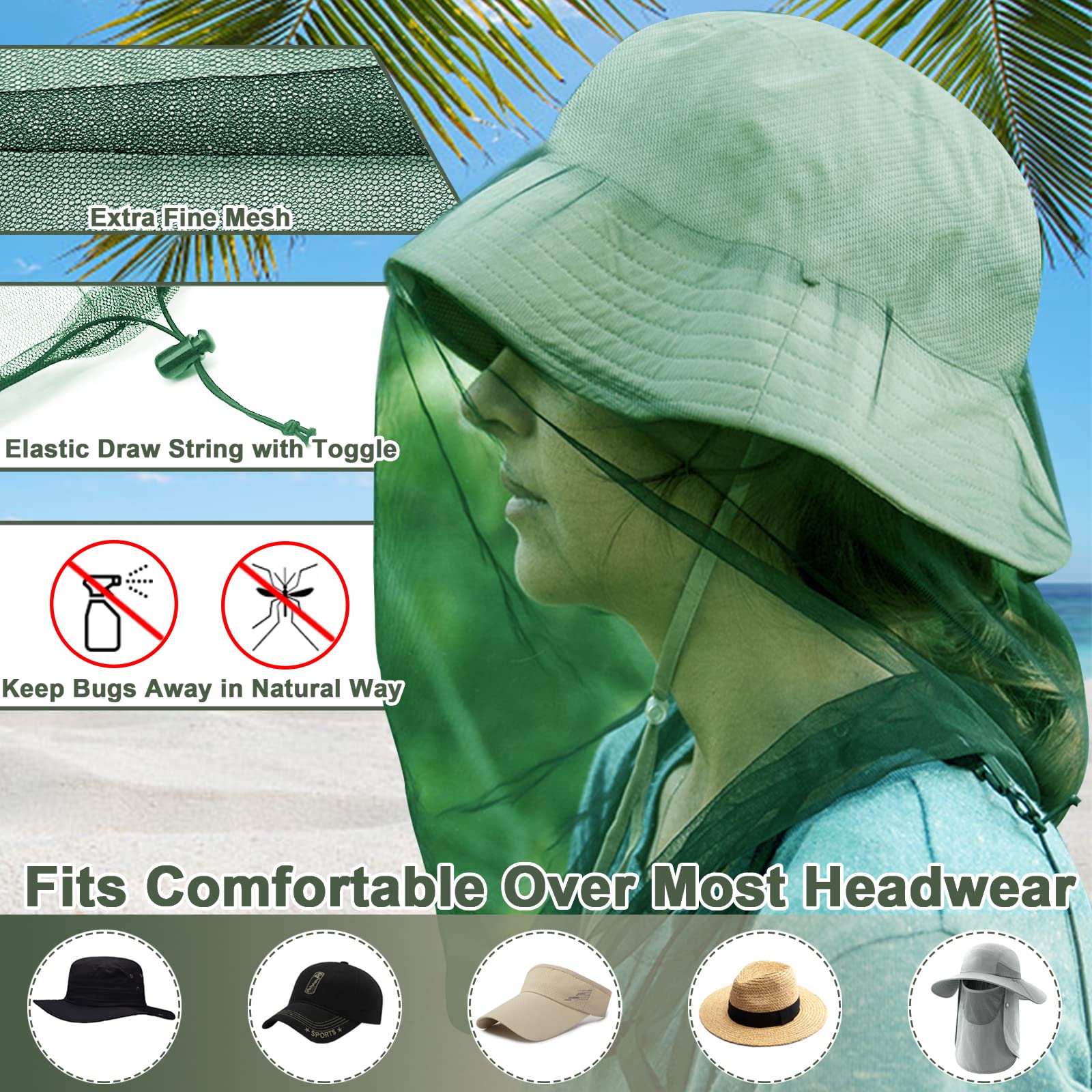 Benvo tamaño actualizado: cubre la cabeza y sombreros con comodidad.