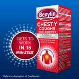 Benylin: caja del producto, con indicaciones claras para tos de pecho sin somnolencia.