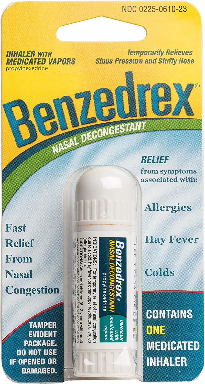 Benzedrex inhalador de vapor 1ct para alivio rápido de congestión nasal.