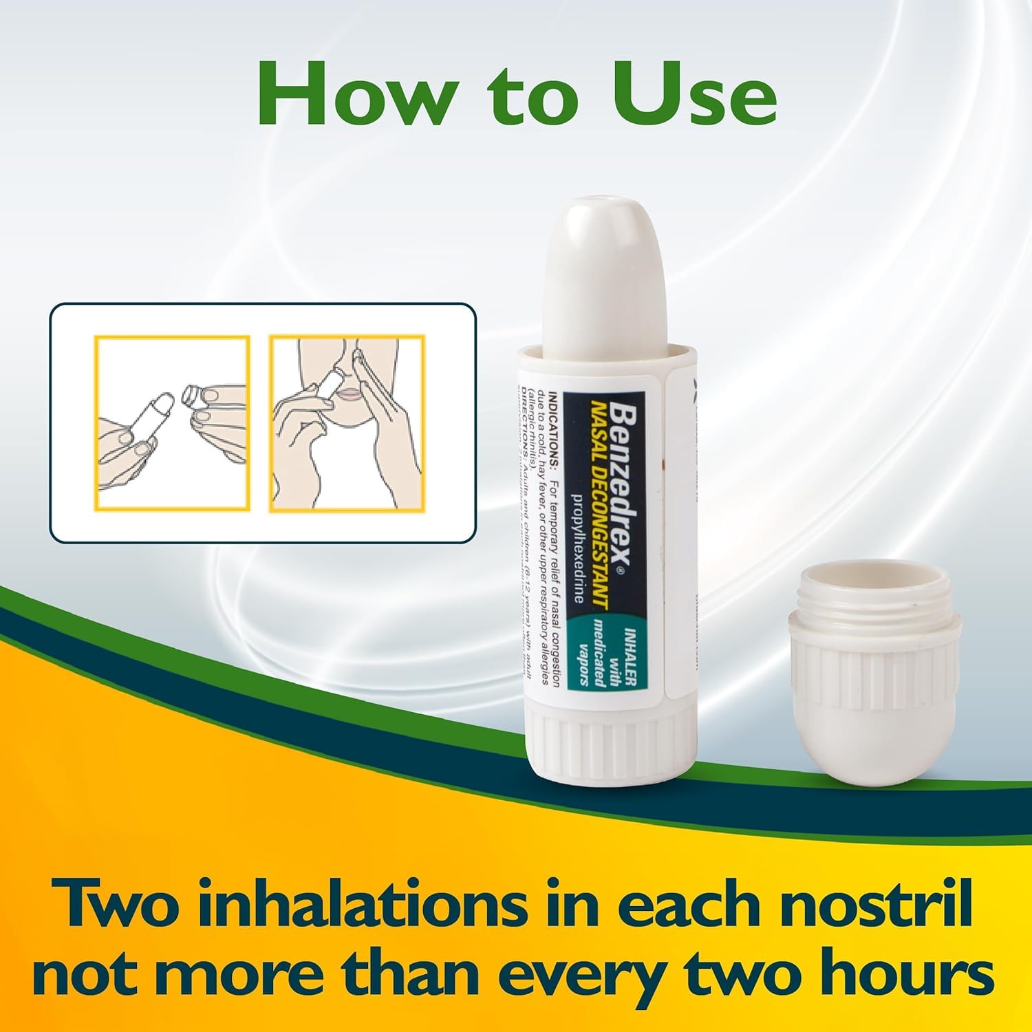 Benzedrex inhalador de vapor con mentol y lavanda calmante.
