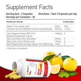 BergaMet cápsulas Citrus Bergamot para apoyo antioxidante diario.