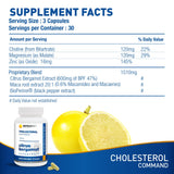 Etiqueta de Cholesterol Command con información de la fórmula BPF para uso diario