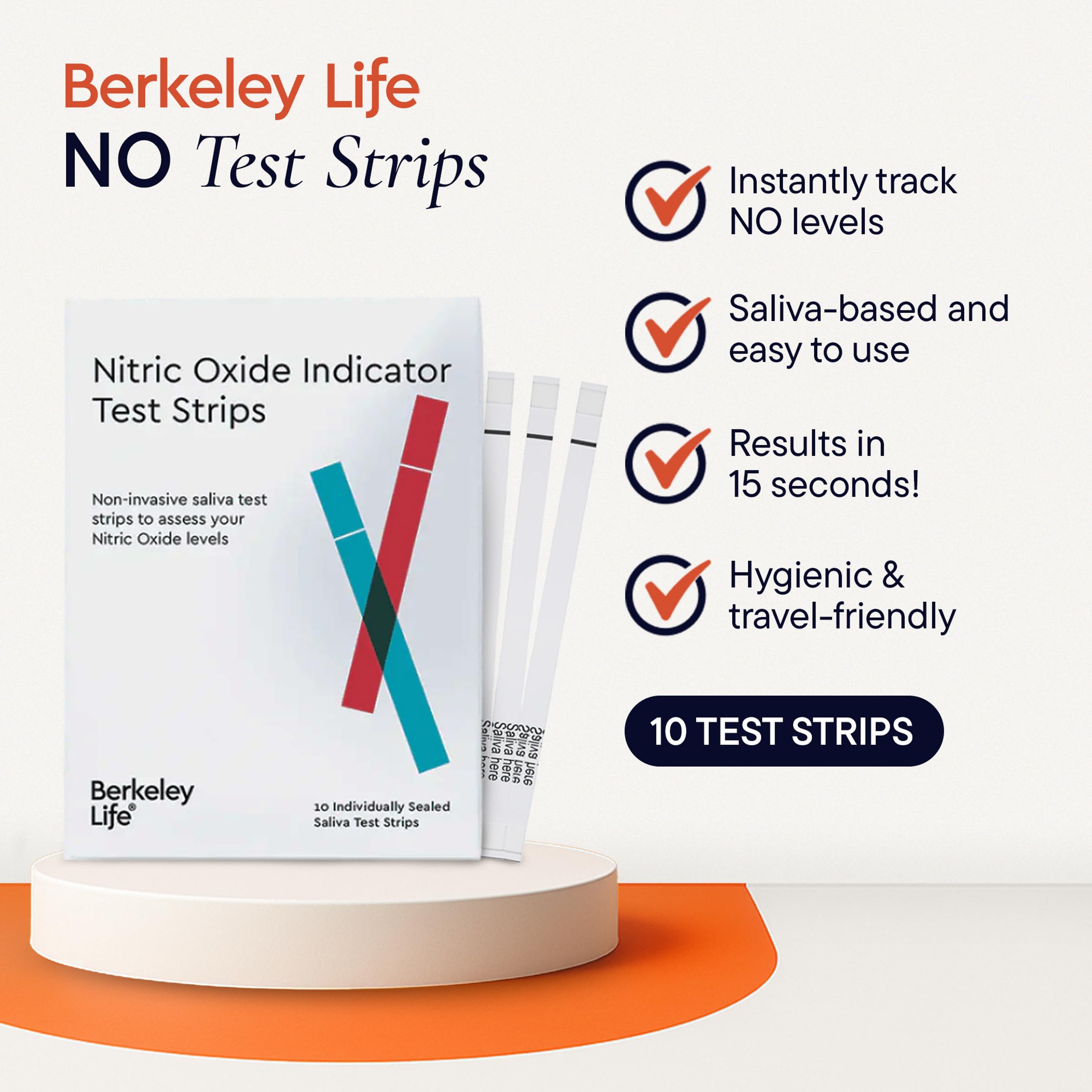 Tubo de 10 tiras de Berkeley Life para pruebas rápidas.