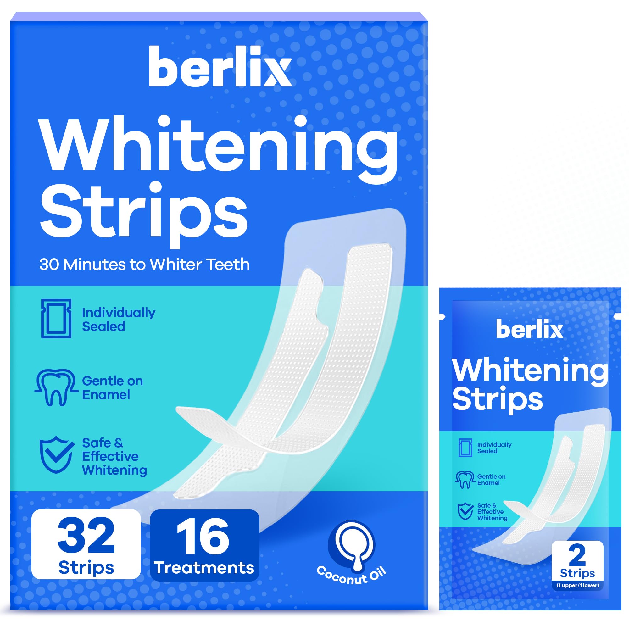 Berlix: tiras blanqueadoras para dientes con aplicación estable y sin deslizamiento.