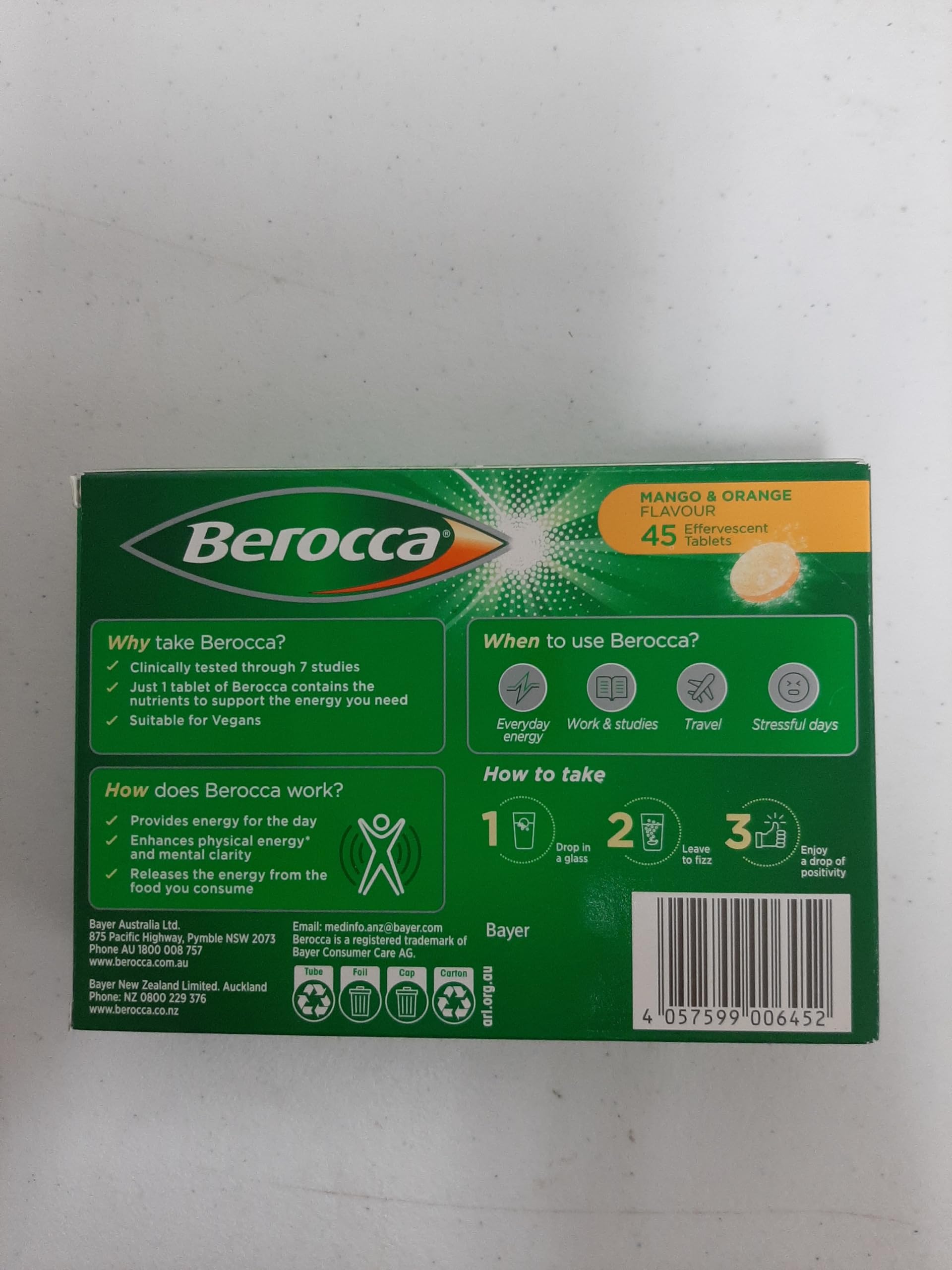 Berocca Energy disolución rápida en agua para revitalizar la mañana