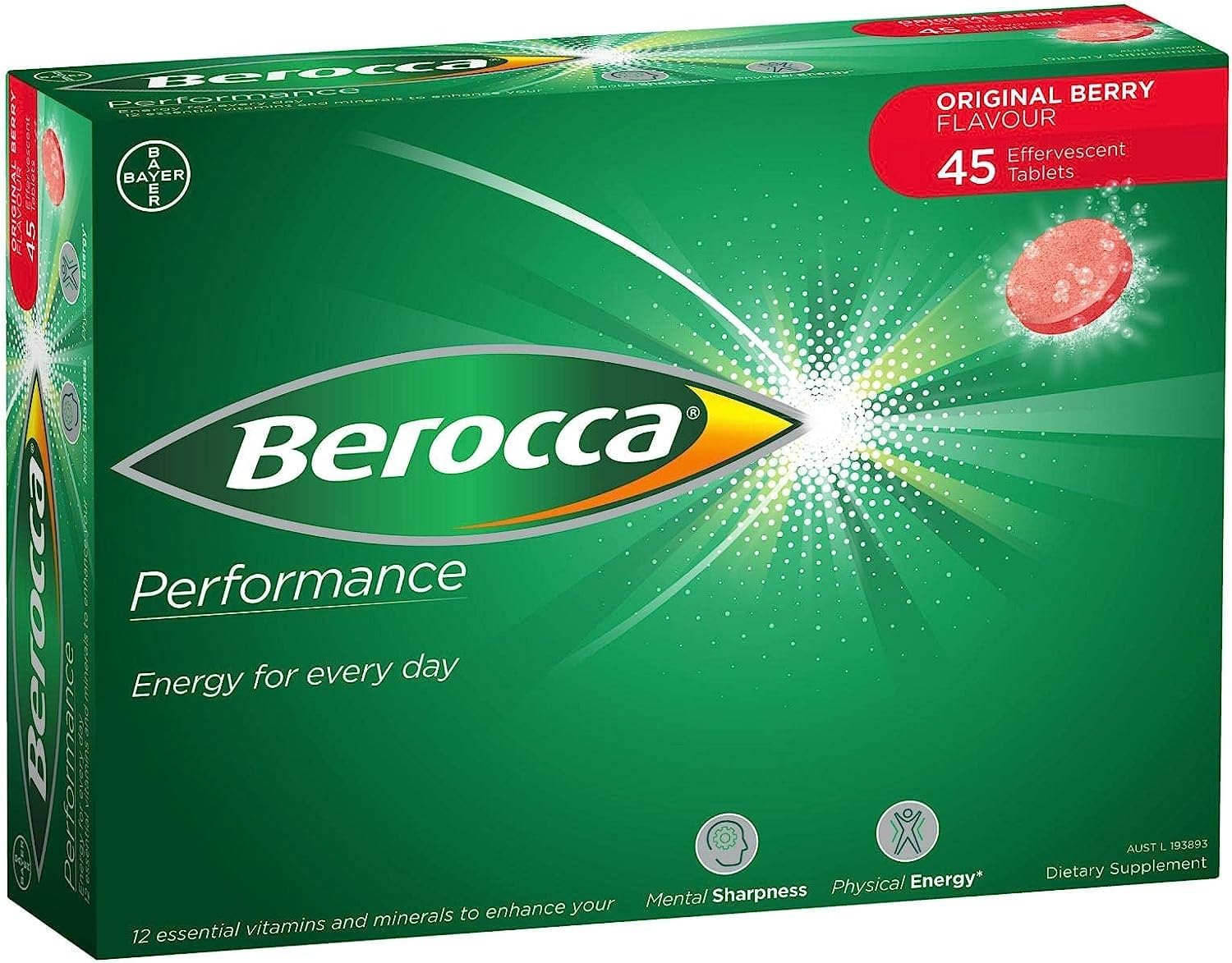 Berocca Performance Original: mano sosteniendo el pack para un estilo de vida activo.
