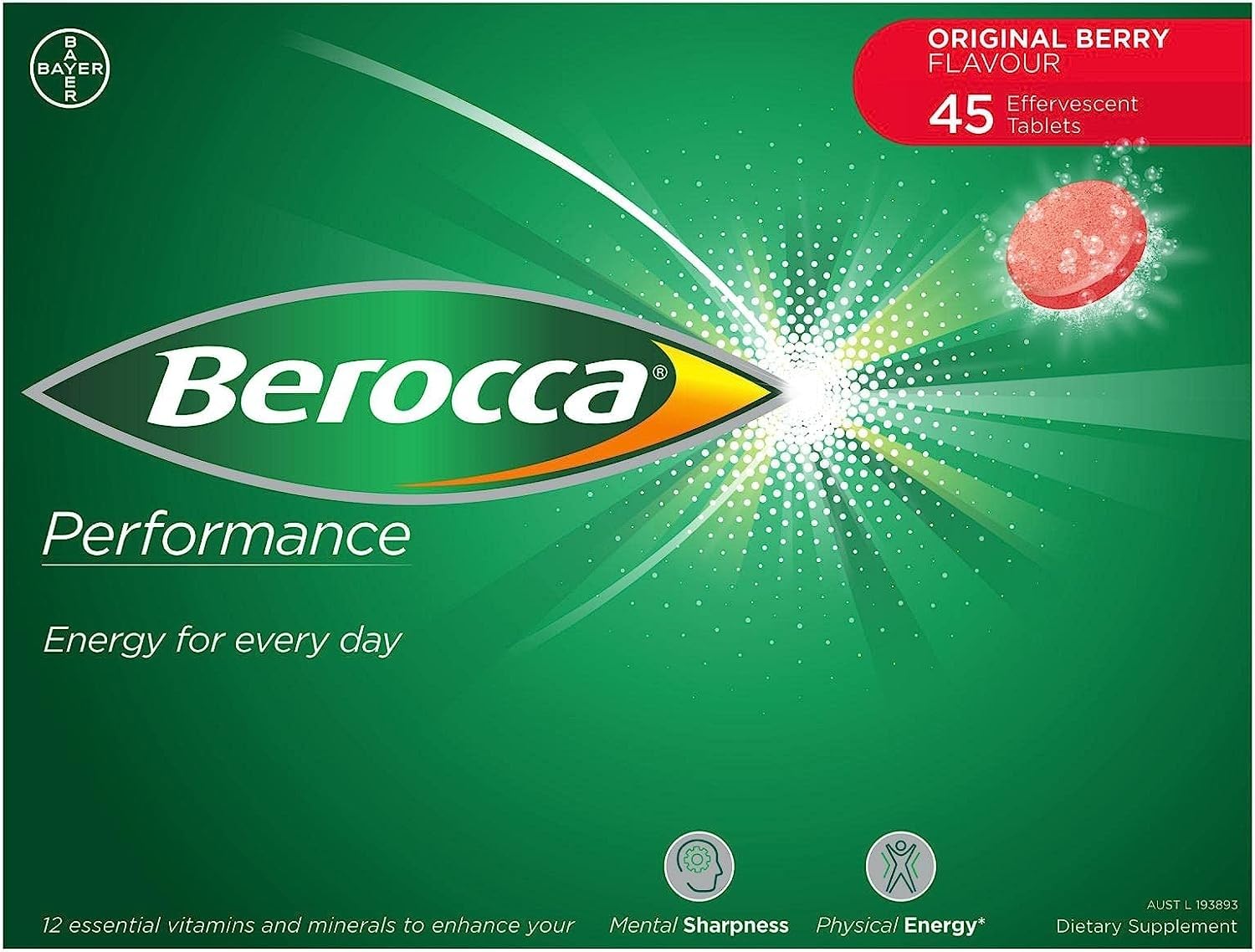 Berocca Performance Original: tabletas efervescentes para energía sostenida durante el día.