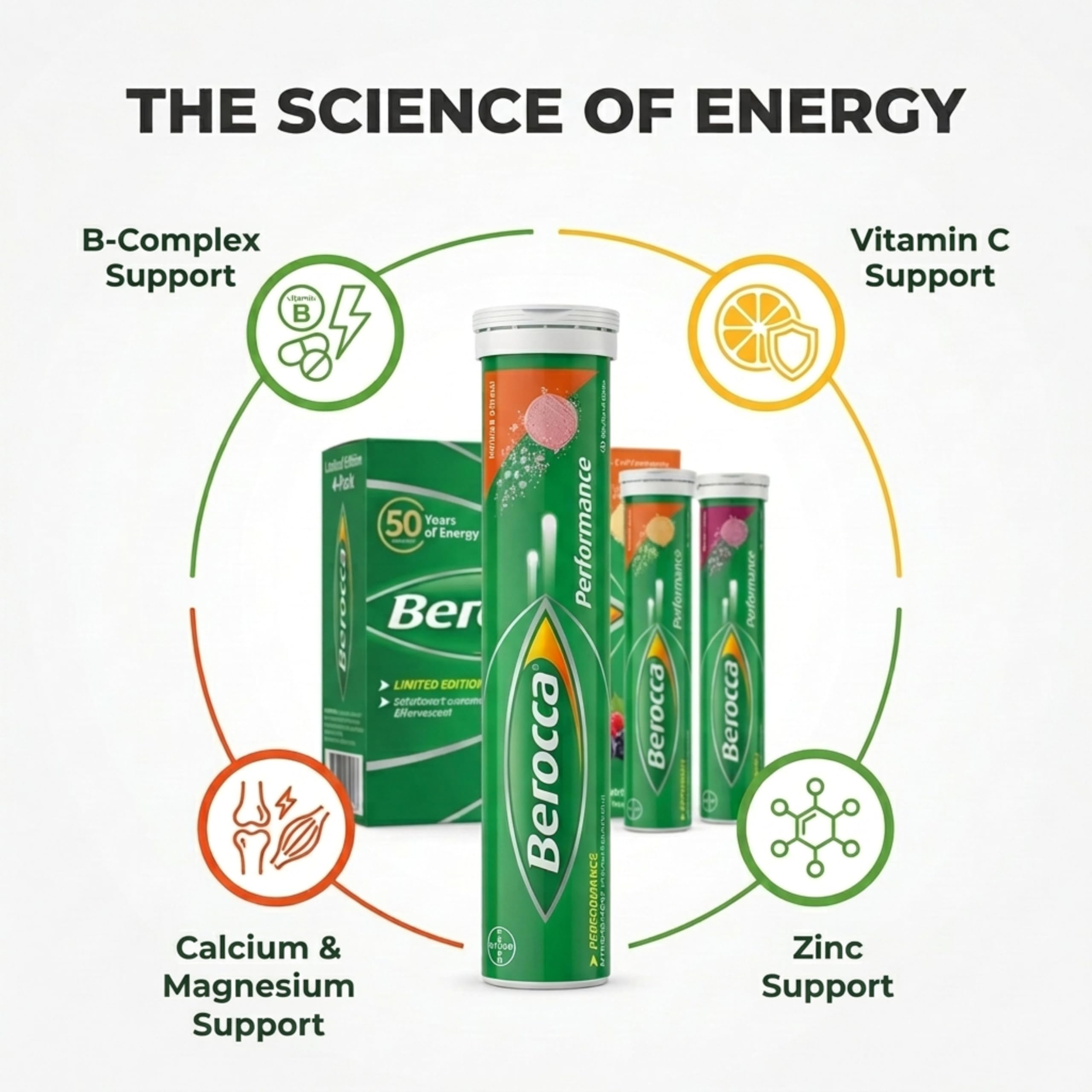 Berocca Performance, tabletas mango-naranja, energía sostenida