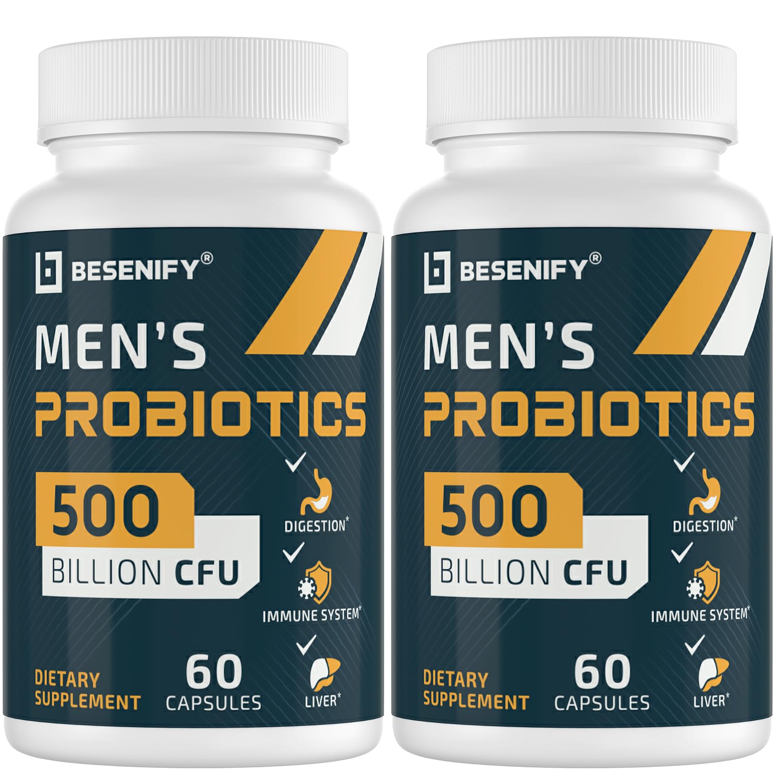 Besenify Probiotics para hombres: cápsulas para apoyo digestivo diario.