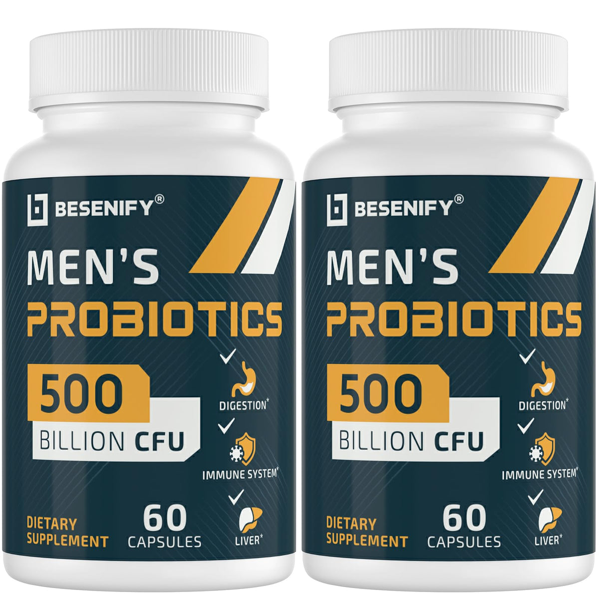 Besenify Probiotics para hombres: cápsulas para apoyo digestivo diario.