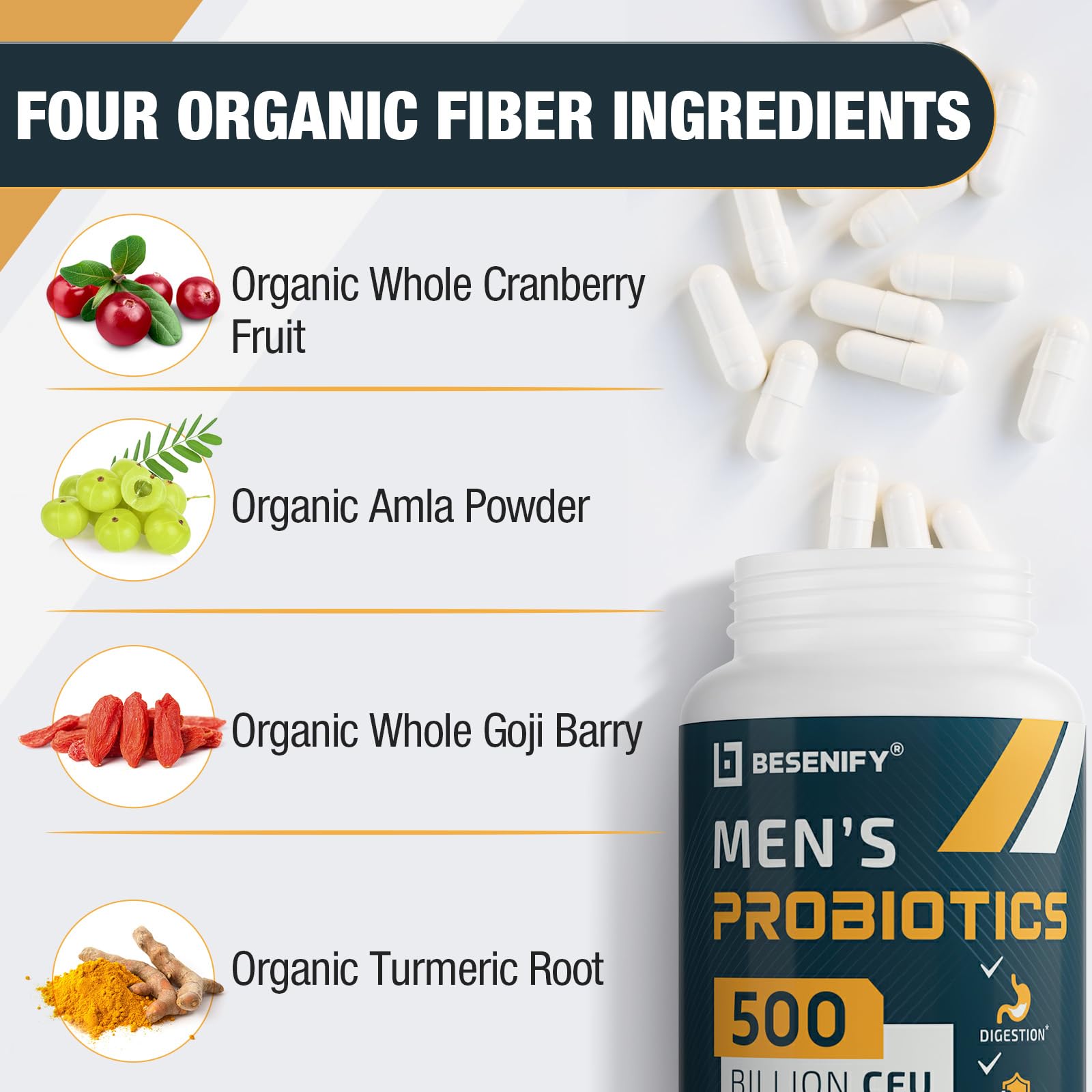 Besenify Probiotics con arándano: apoyo a la salud digestiva.