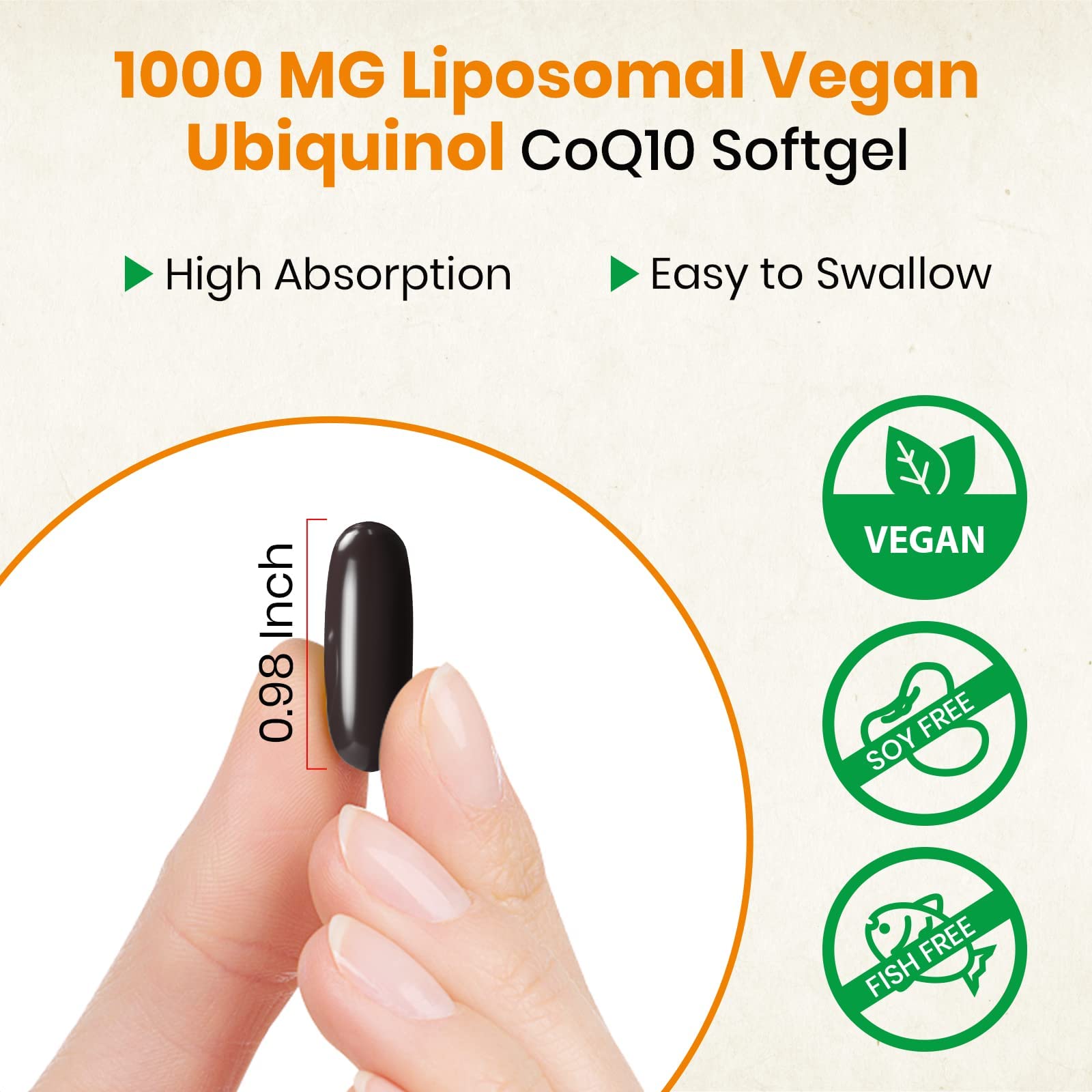 Besibest 1000 mg CoQ10 liposomal, detalle de cápsula