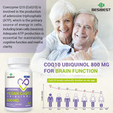 Besibest CoQ10 800 mg gel suave en mesa, ideal para la toma diaria.