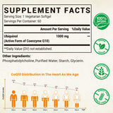 Besibest CoQ10 liposomal 1000mg, botella en primer plano con absorción mejorada.