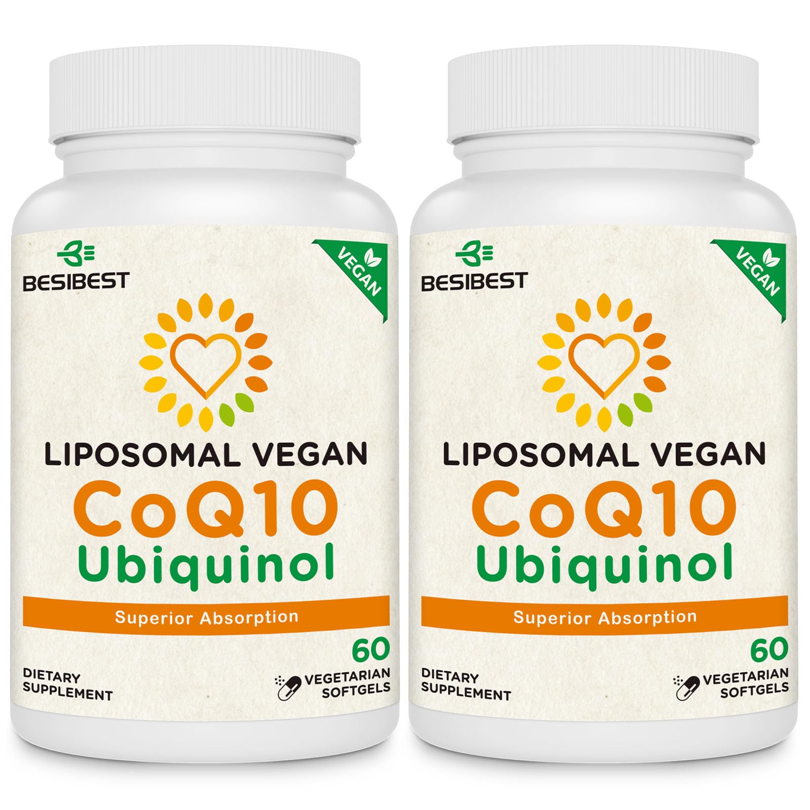 Besibest CoQ10 liposomal 1000mg, cápsulas suaves veganas para energía sostenida.