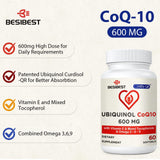 Dosis diaria Besibest Ubiquinol 600mg con omega-3 para absorción.