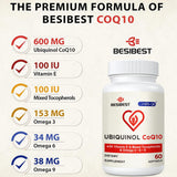 Besibest Ubiquinol 600mg Softgel, etiqueta con pruebas de calidad de terceros