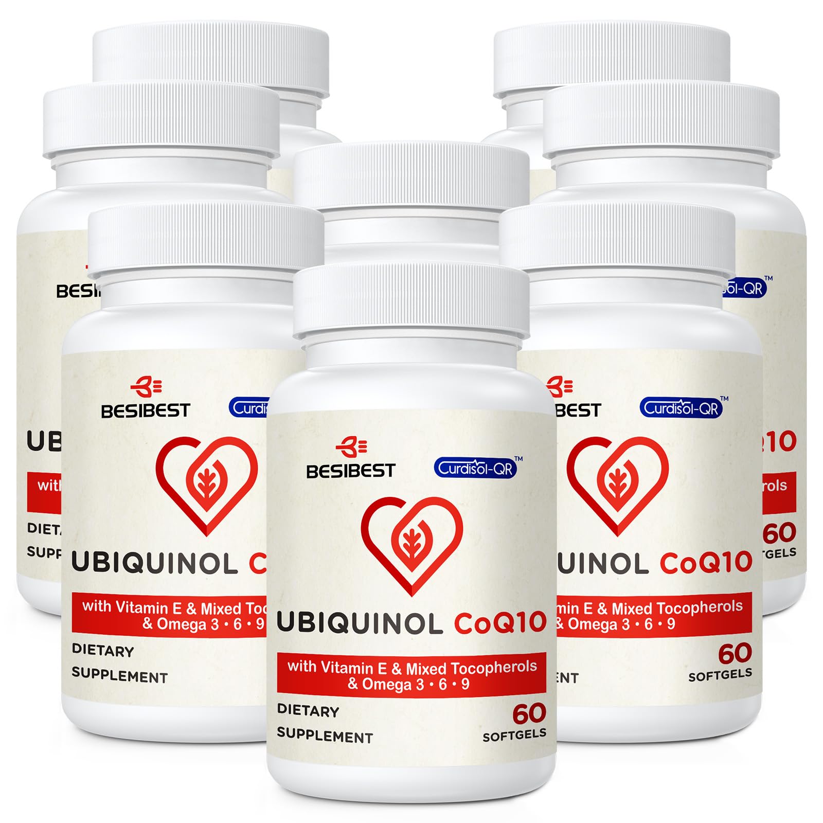 Besibest Ubiquinol CoQ10 600 mg: cápsula suave de alta potencia para energía diaria.