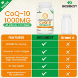Besibest ubiquinol liposomal 1000 mg, etiqueta clara y legible