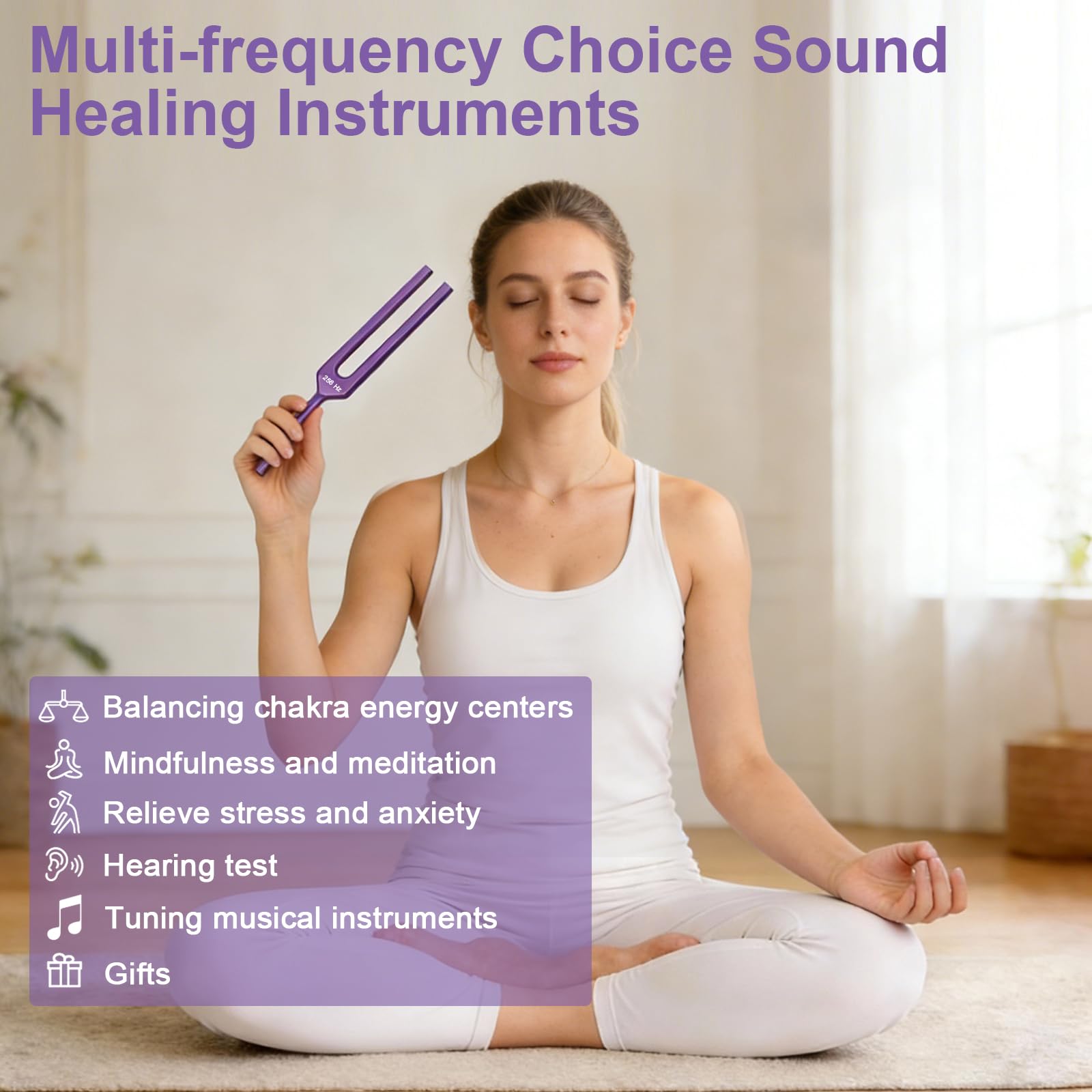 BESMORY tenedores 256 Hz para meditación y enfoque sostenido.