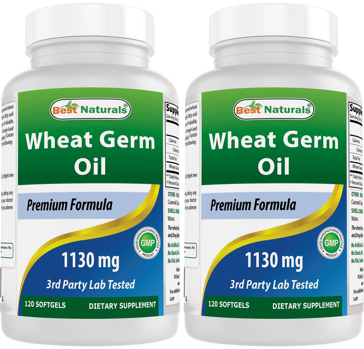 Best Naturals Aceite de germen de trigo 1130 mg, frontal de botella, cuidado de la piel