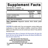 Best Naturals acetil L-carnitina alfa-lipoico 750 mg, etiqueta visible, cápsulas fáciles de tragar para uso diario.