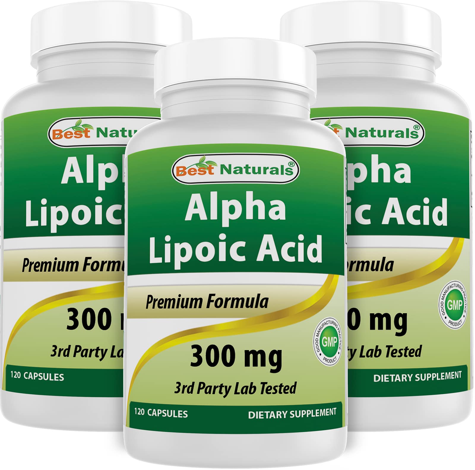 Best Naturals ácido alfa lipoico 300 mg, cápsulas y frasco de 120, uso diario