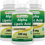 Best Naturals ácido alfa lipoico 300 mg, cápsulas y frasco de 120, uso diario
