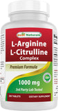 Best Naturals L-Arginina L-Citrulina, tabletas en bote, dosis diaria clara.