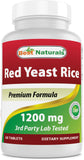 Best Naturals Arroz de Levadura Roja 1200mg botella-vertiendo posible apoyo a colesterol saludable