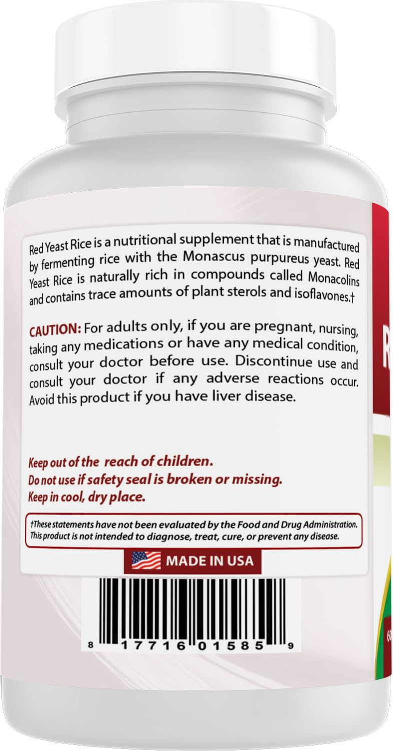 Best Naturals Arroz de Levadura Roja 1200mg uso diario cómodo para salud general