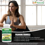 Dosis de 500 mg en cápsulas de Best Naturals Ashwagandha para ingesta fácil