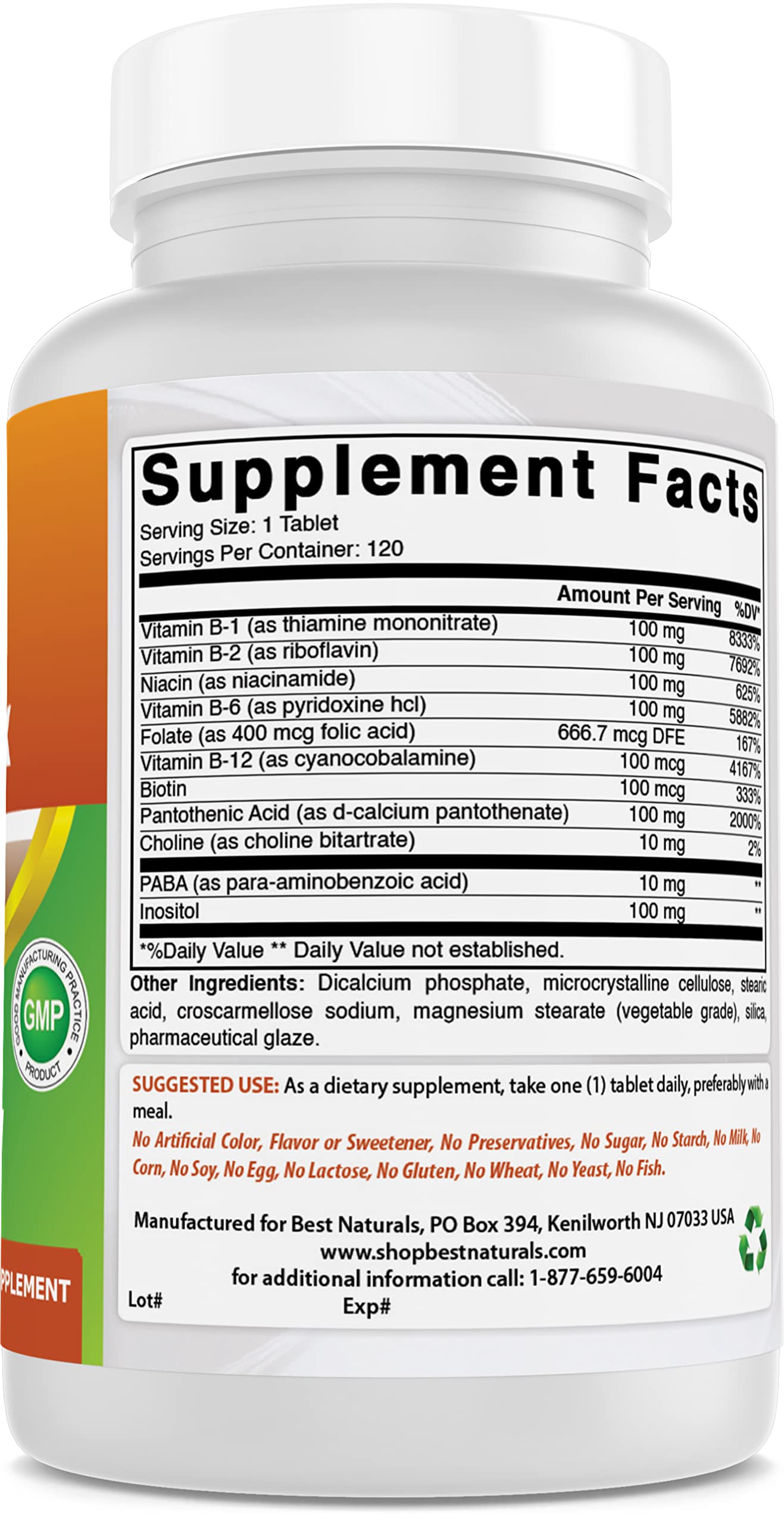 Best Naturals B-100 Complejo hecho en Estados Unidos con GMP y FDA