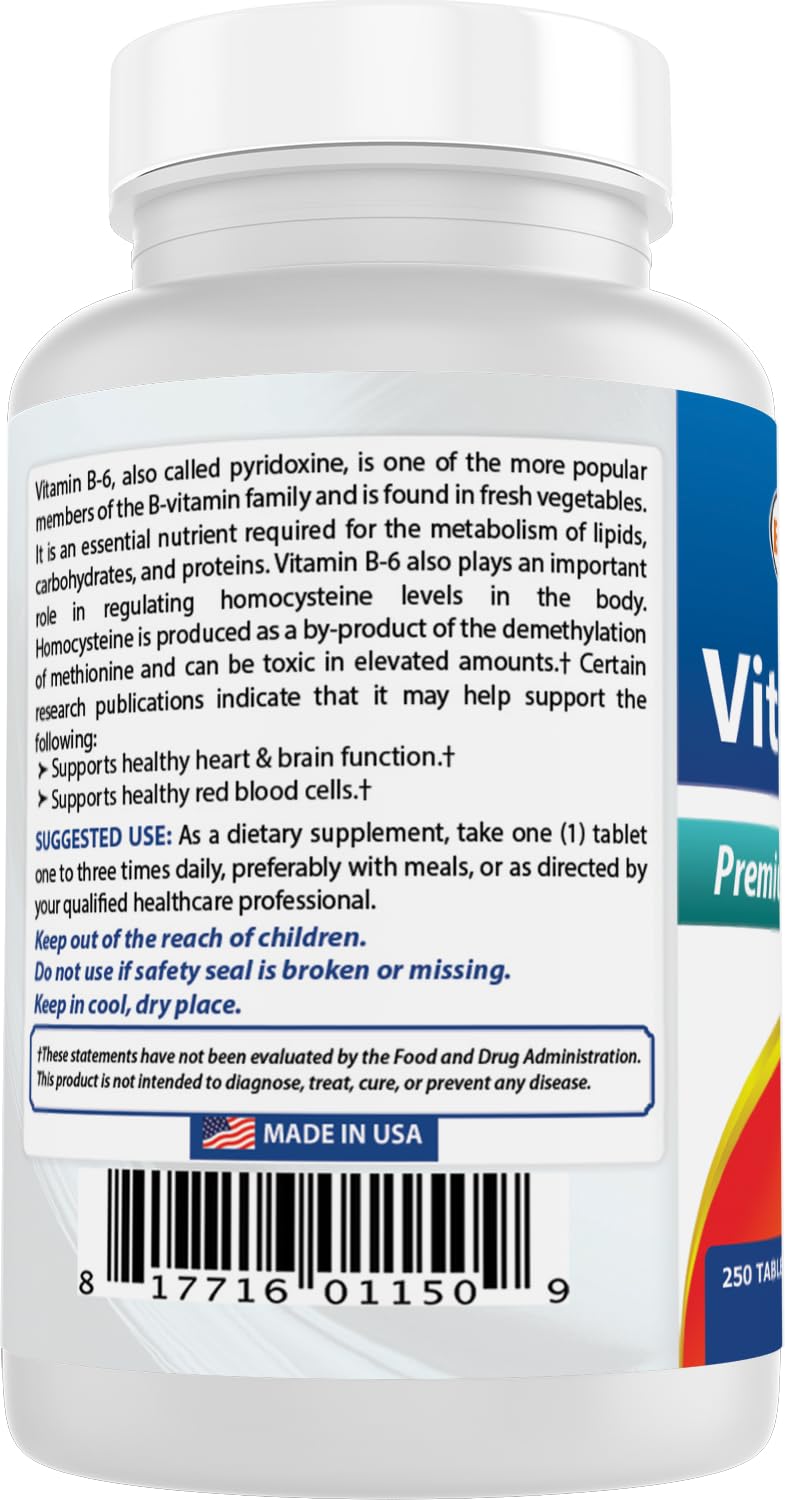 Best Naturals B6: panel de información nutricional legible