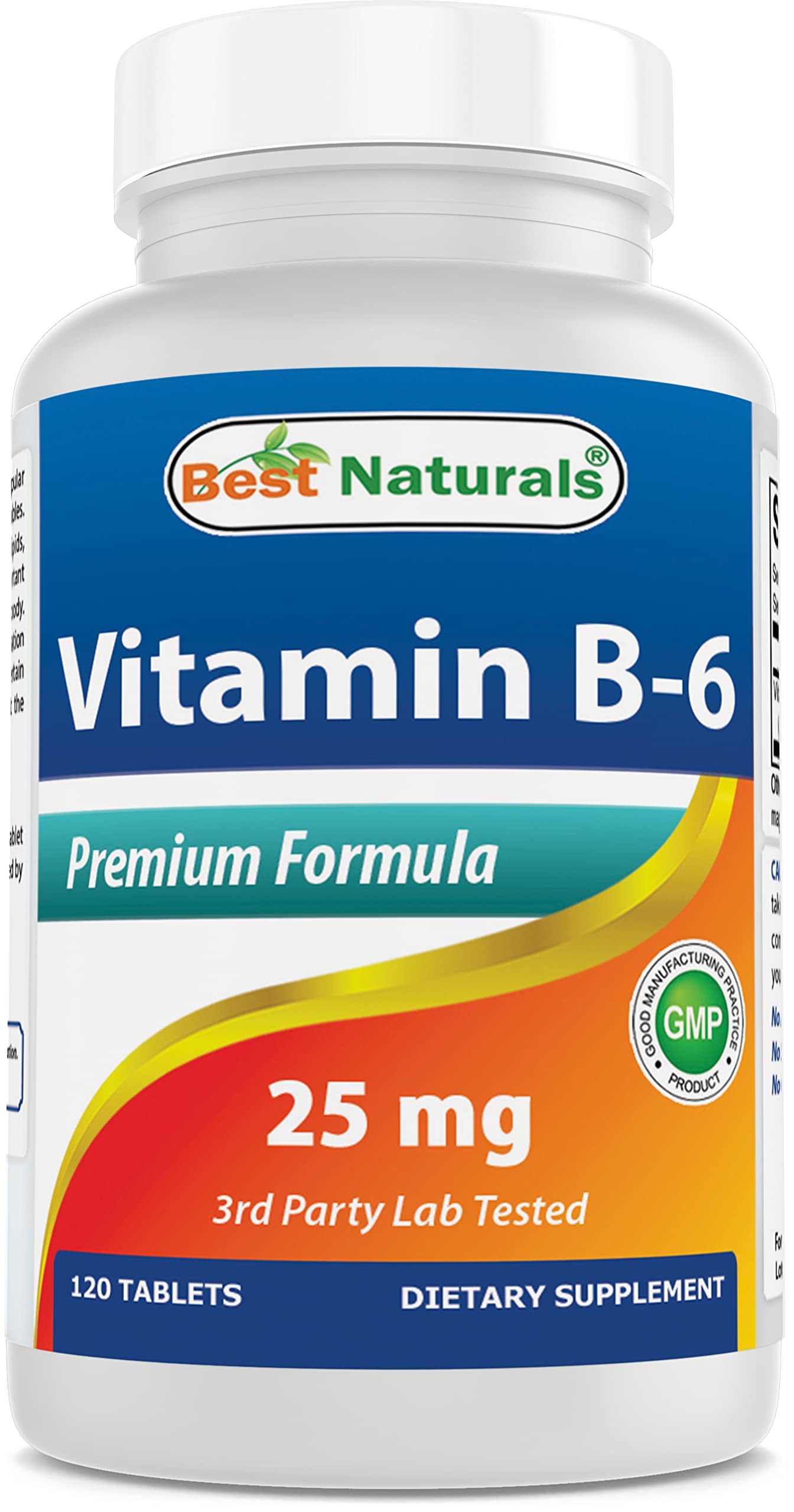 Best Naturals B6 tabletas 25 mg en frasco, apoyo diario para la energía