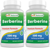 Best Naturals Berberina 500mg cápsulas en botella, posible apoyo a la salud general.