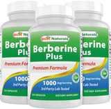 Best Naturals Berberine Plus en botella de cápsulas para uso diario.