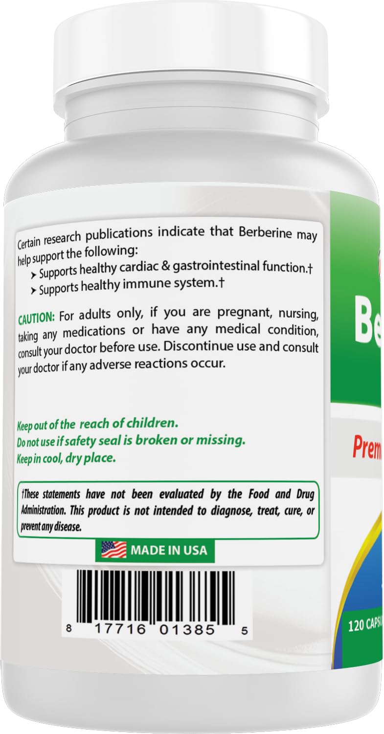 Best Naturals Berberine Plus fabricado en EEUU, instalación GMP y FDA registrada