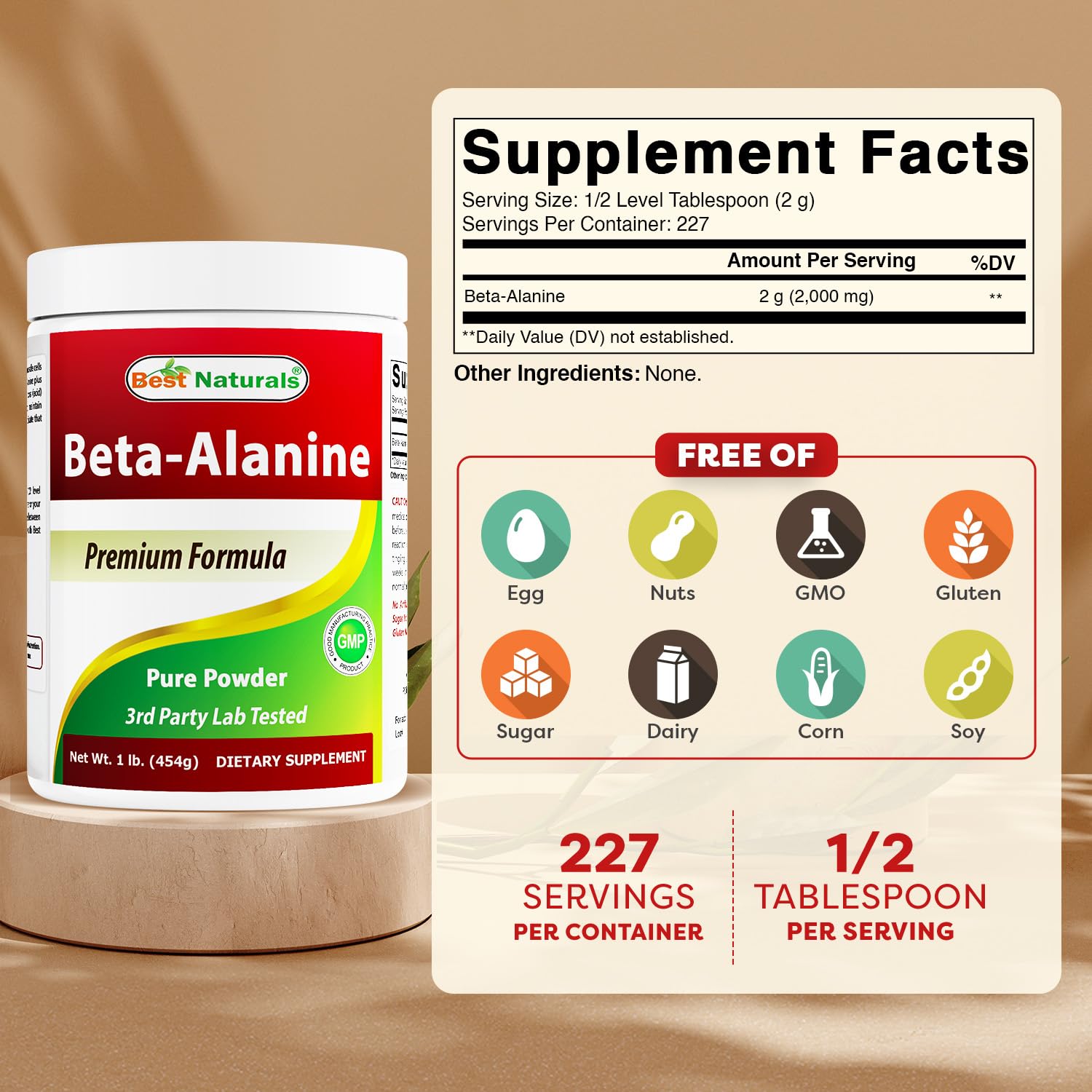 Medidor de beta alanina de Best Naturals para porción precisa