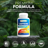 Best Naturals Caféina 200 mg detalle etiqueta, pureza visible para confianza