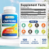 Best Naturals Caféina 200 mg etiqueta frontal, reconocimiento rápido de ingredientes
