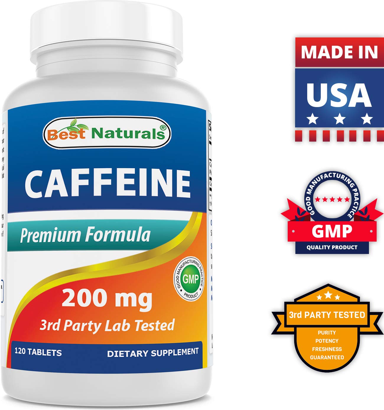 Best Naturals cafeína 200mg, preparación rápida para la mañana