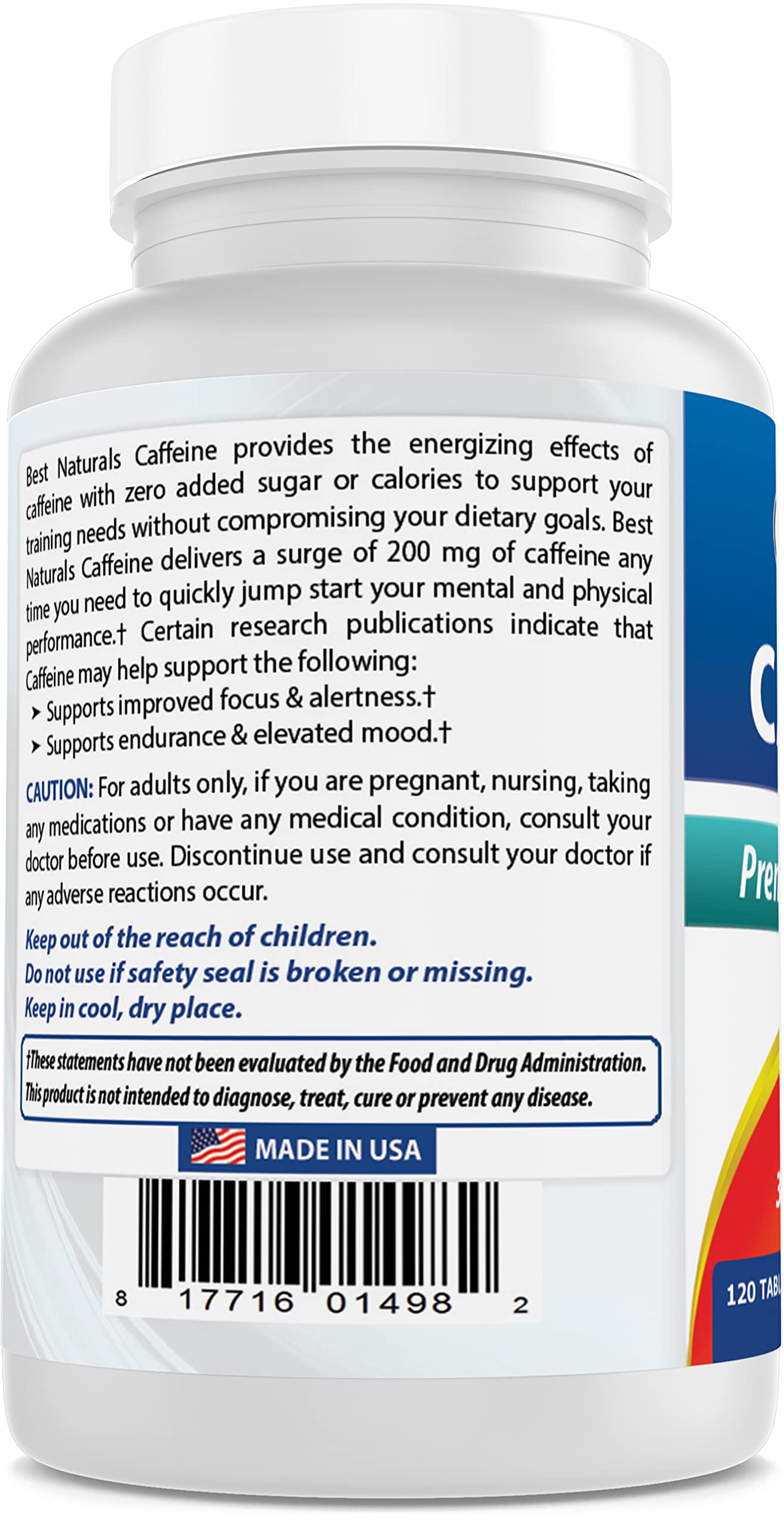 Best Naturals cafeína 200mg, energía moderada para proyectos diarios