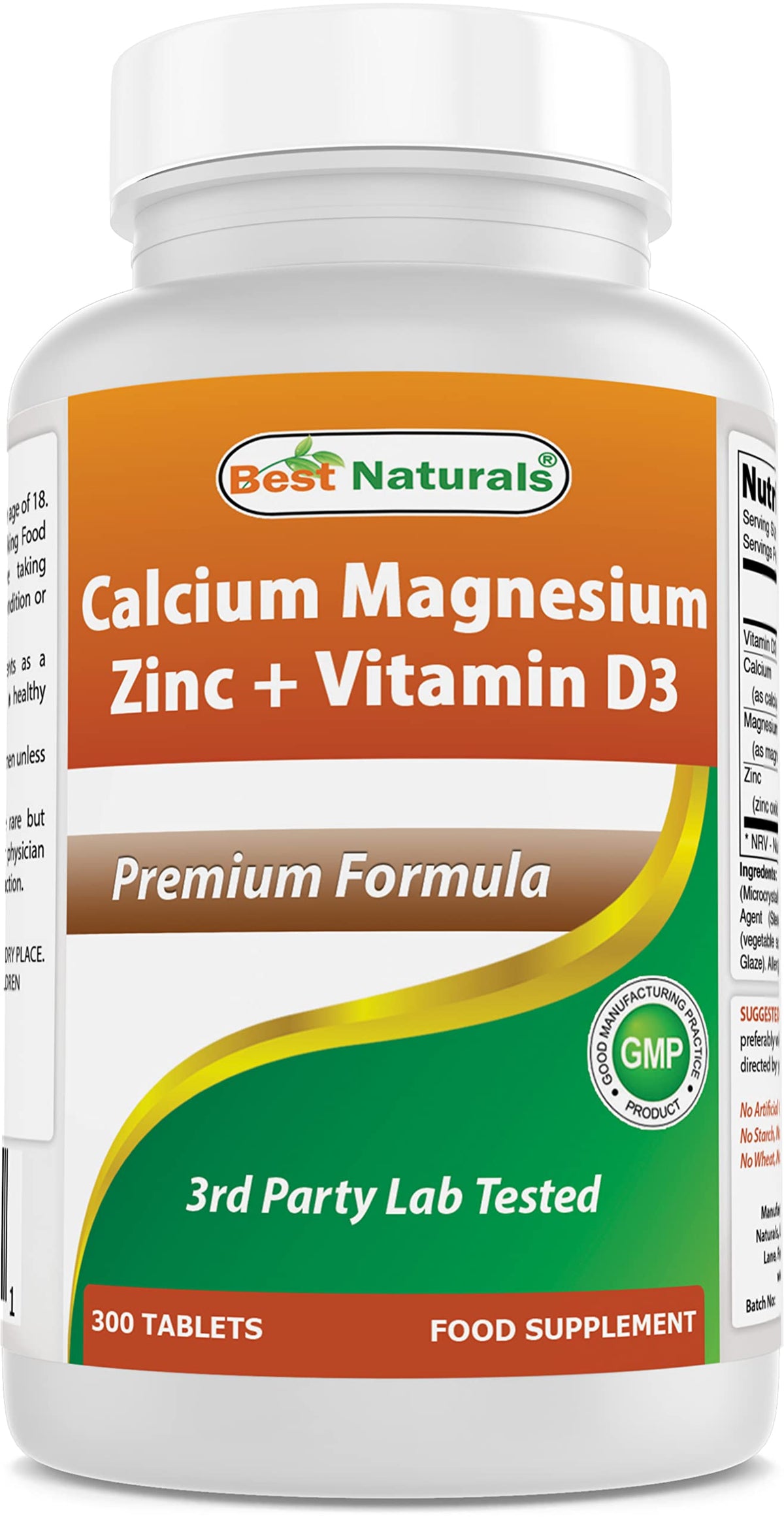 Best Naturals calcio magnesio zinc d3, botella para uso diario