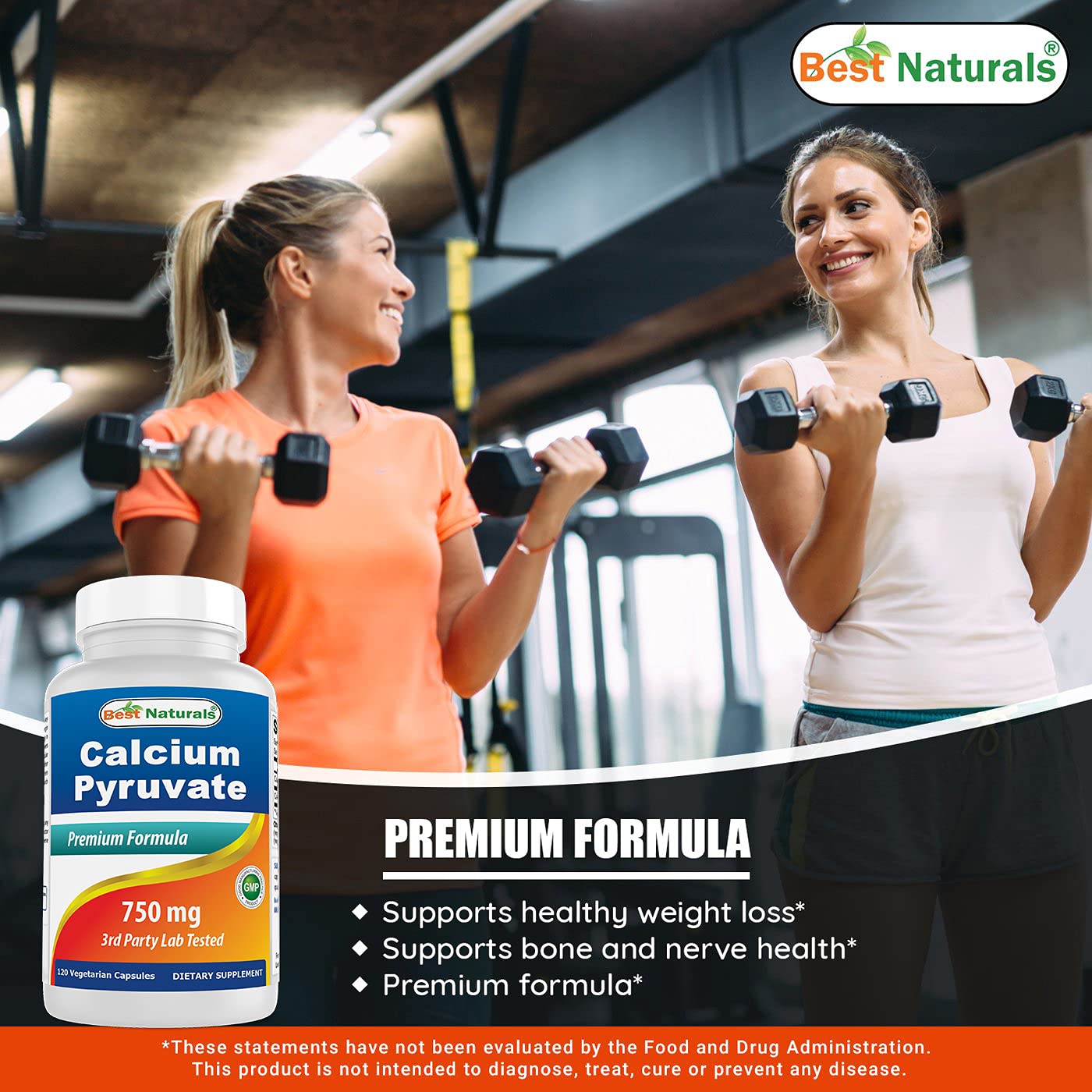 Best Naturals Calcio Piruvato: fabricado en Estados Unidos con control de calidad.
